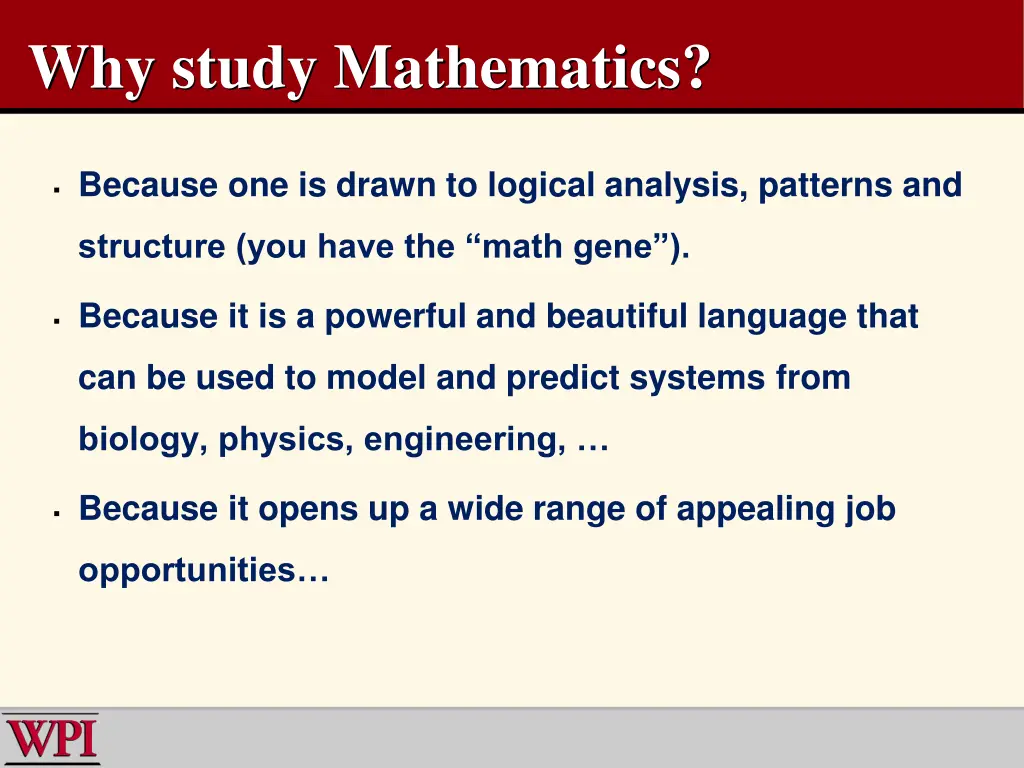 why study mathematics 1