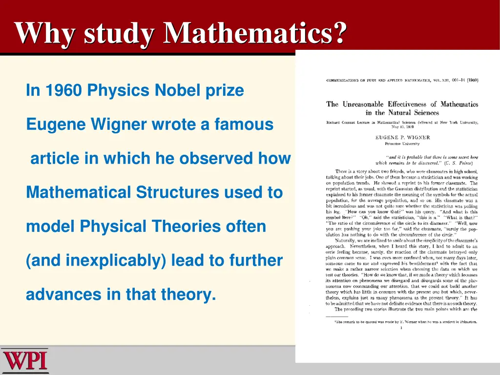 why study mathematics
