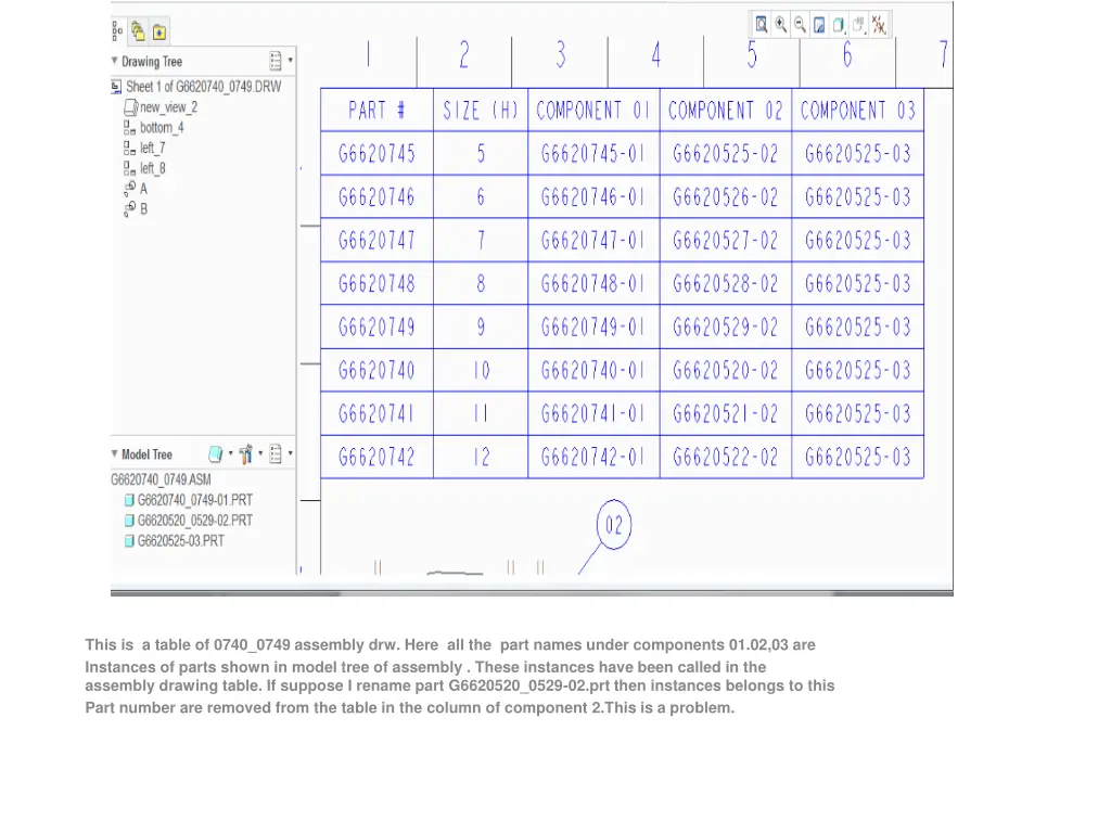 this is a table of 0740 0749 assembly drw here
