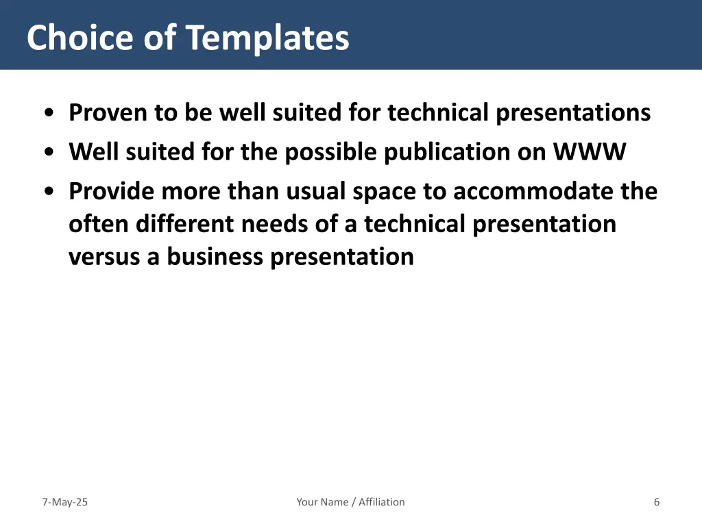 choice of templates