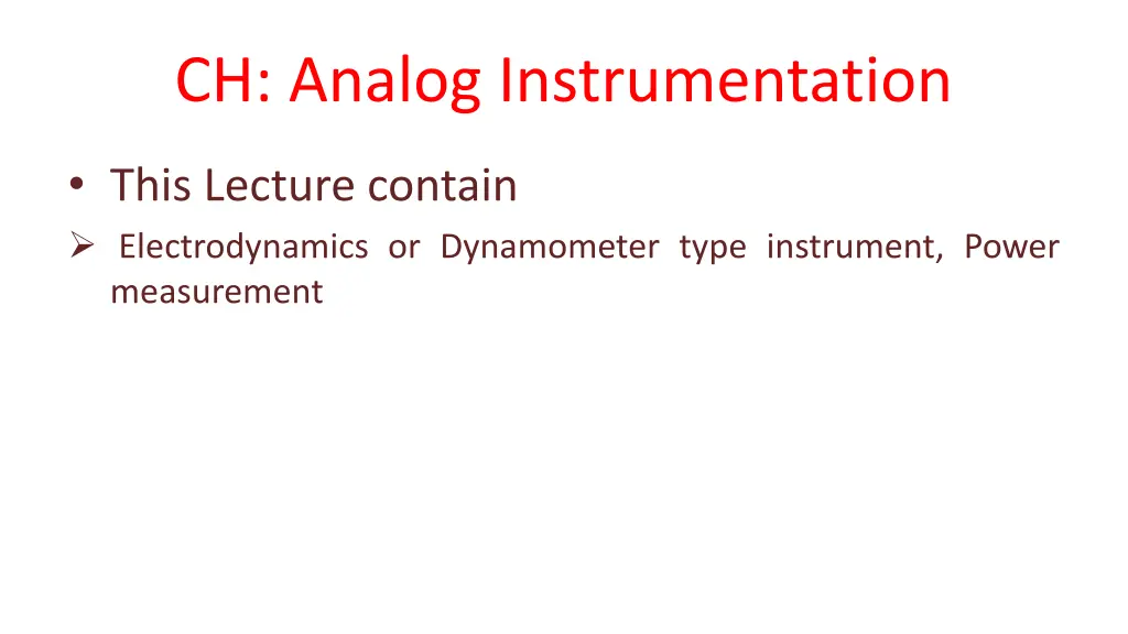 ch analog instrumentation