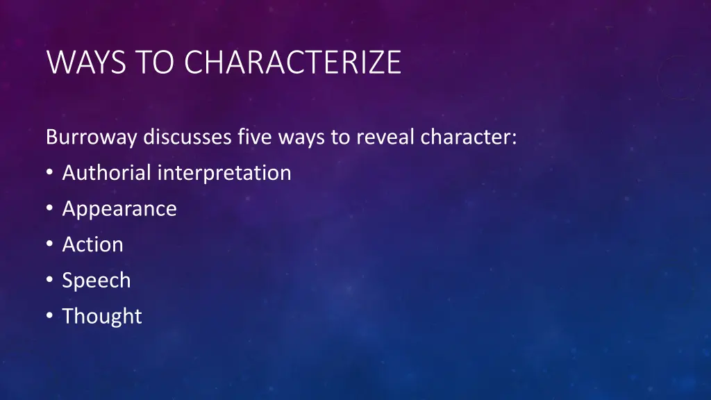 ways to characterize