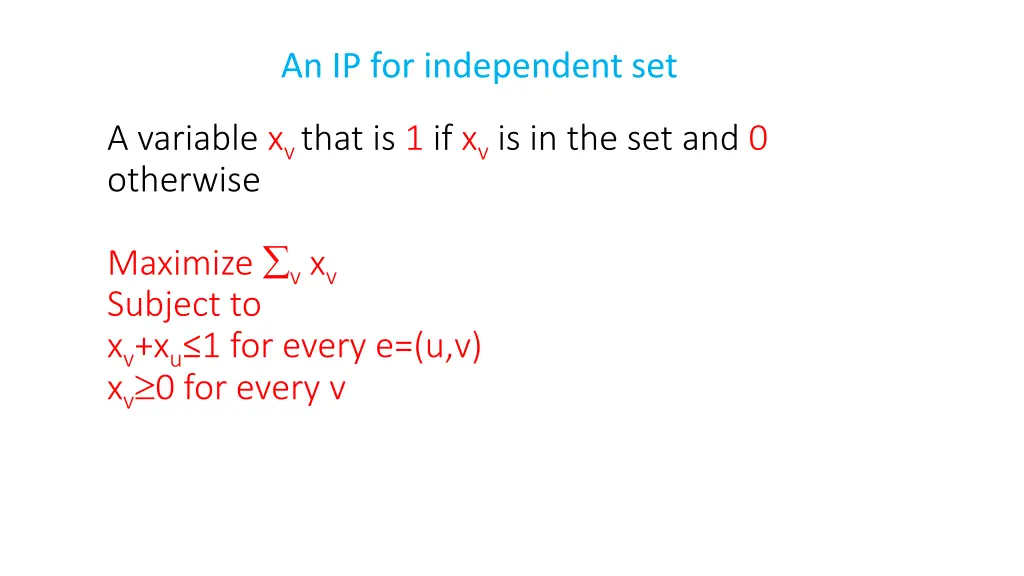 an ip for independent set