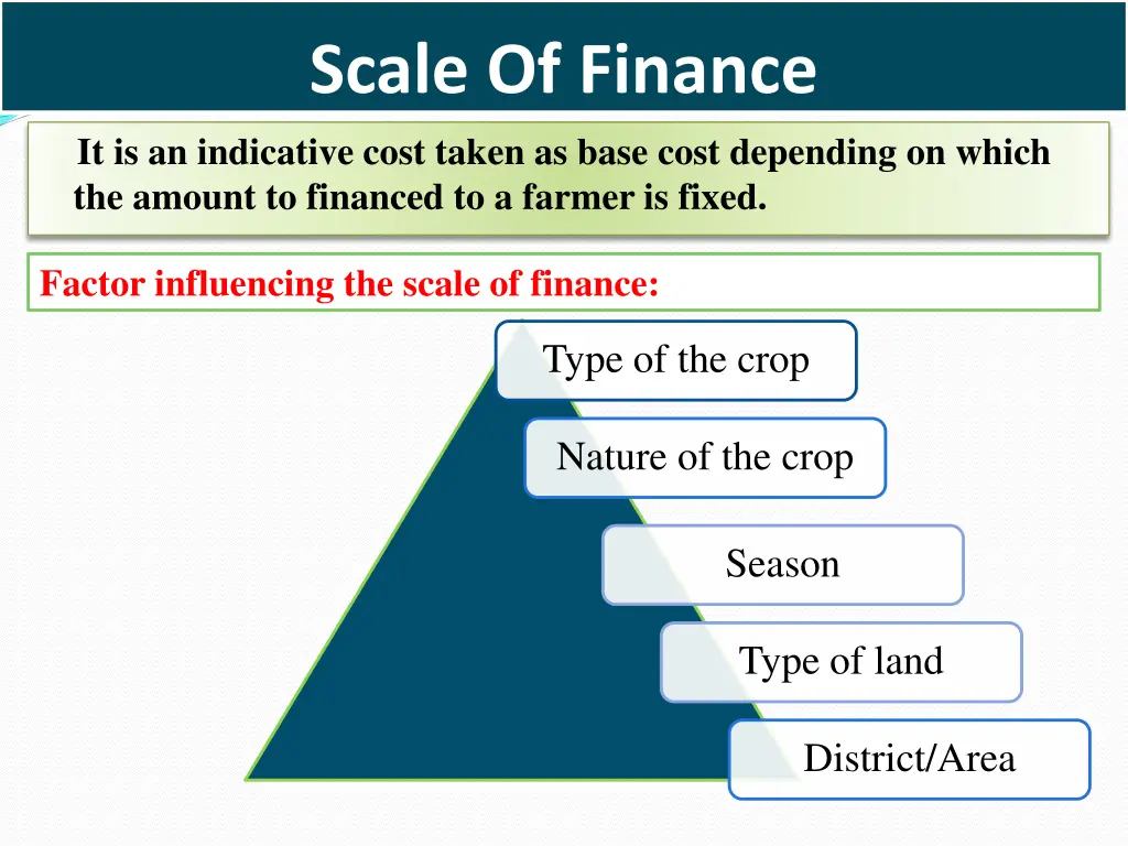 scale of finance it is an indicative cost taken