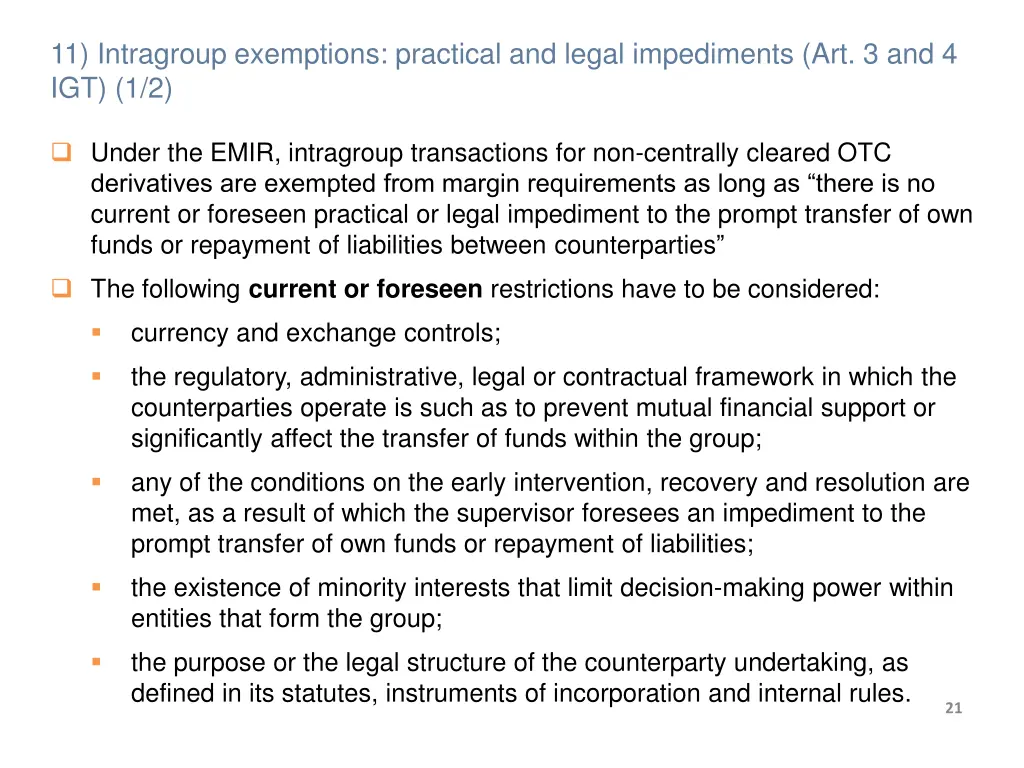 11 intragroup exemptions practical and legal