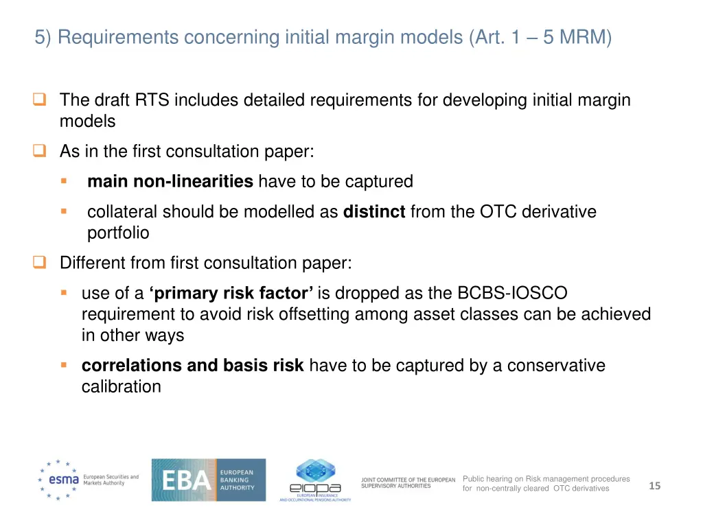 5 requirements concerning initial margin models