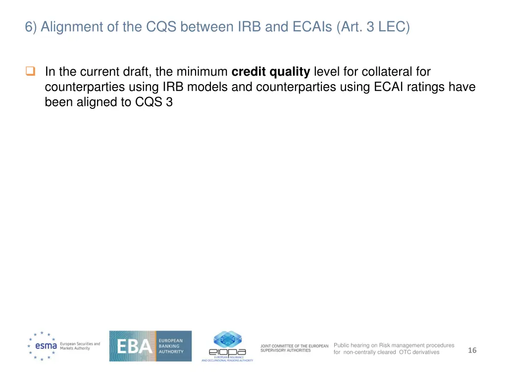 6 alignment of the cqs between irb and ecais