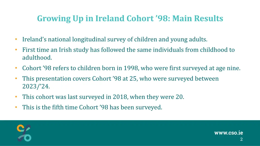 growing up in ireland cohort 98 main results
