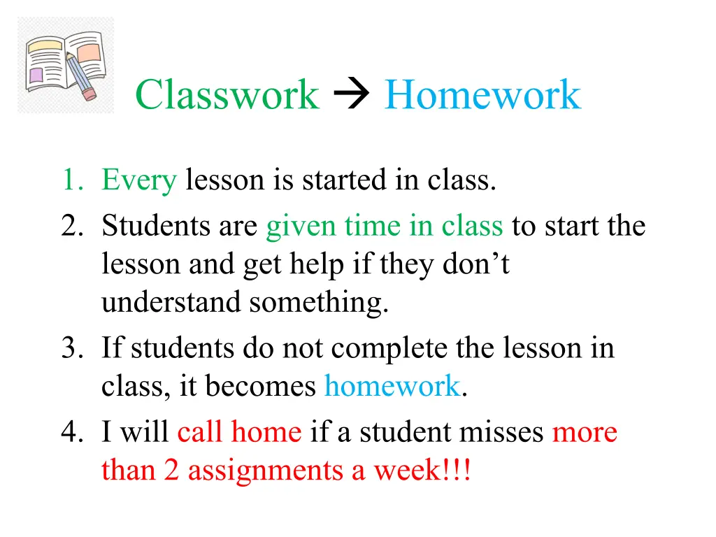 classwork homework