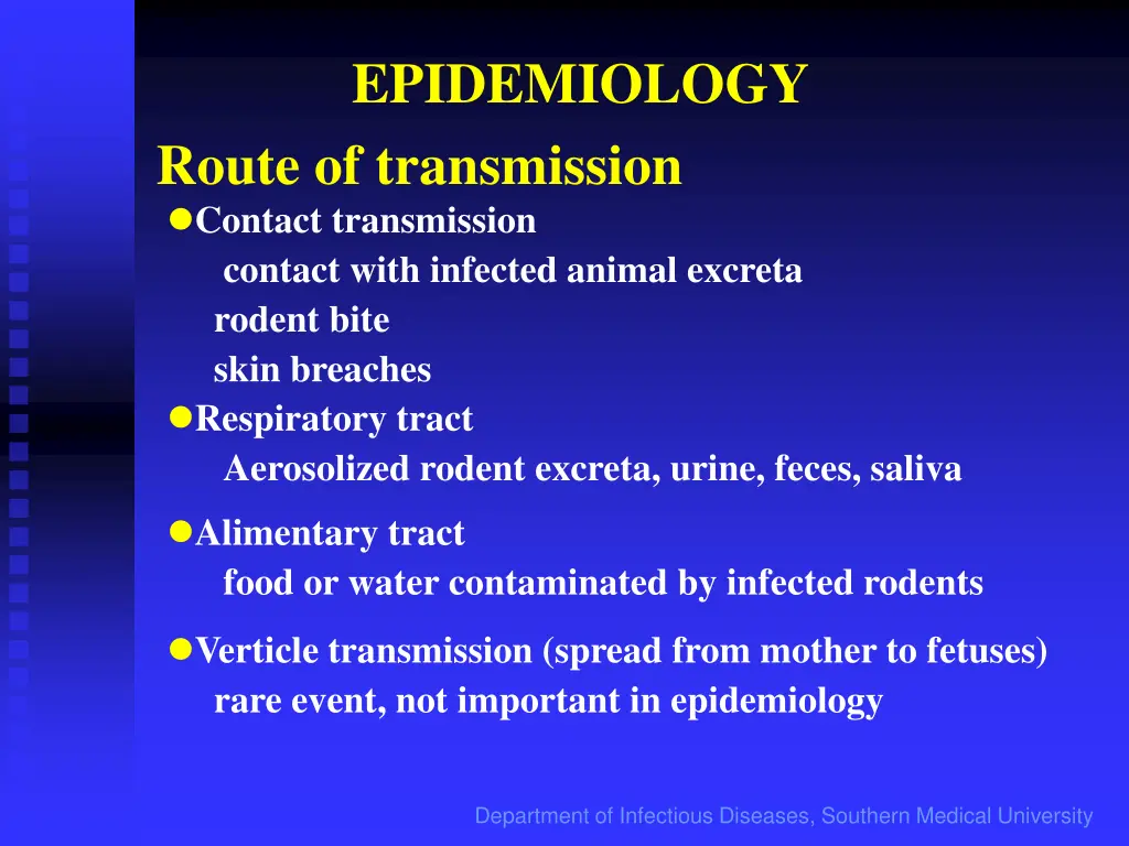epidemiology route of transmission contact