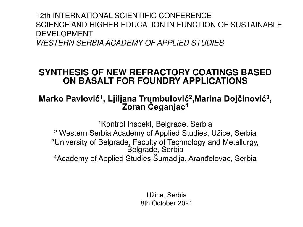 12th international scientific conference science