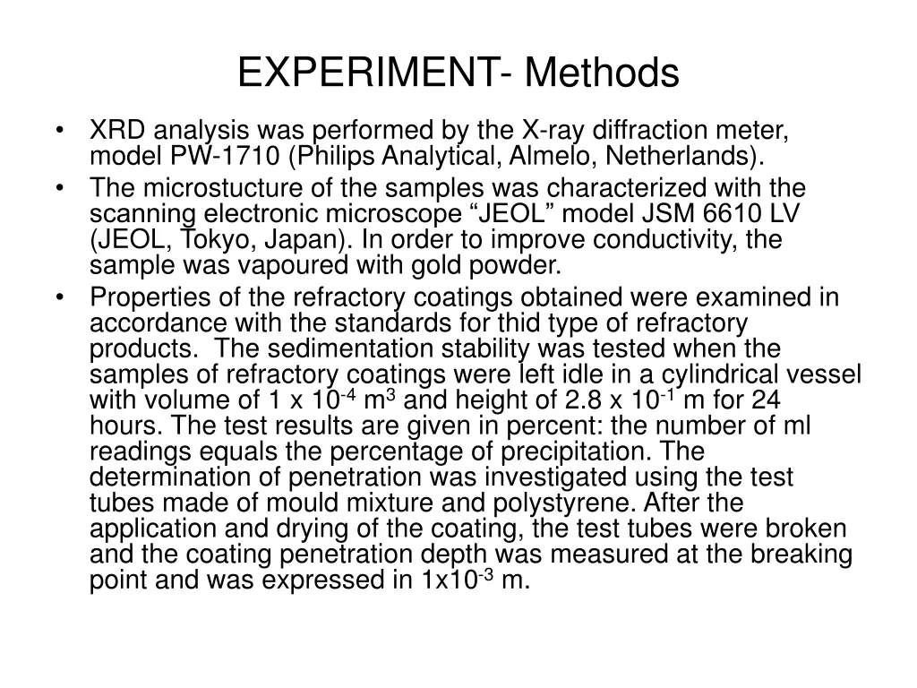 experiment methods
