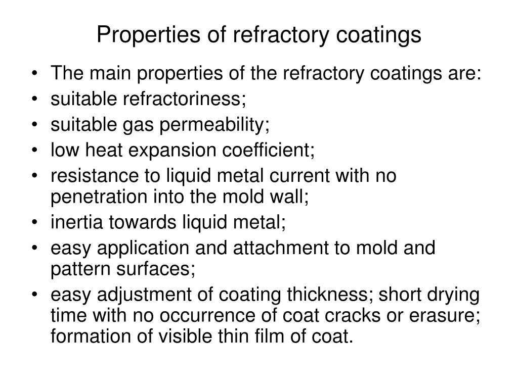 properties of refractory coatings