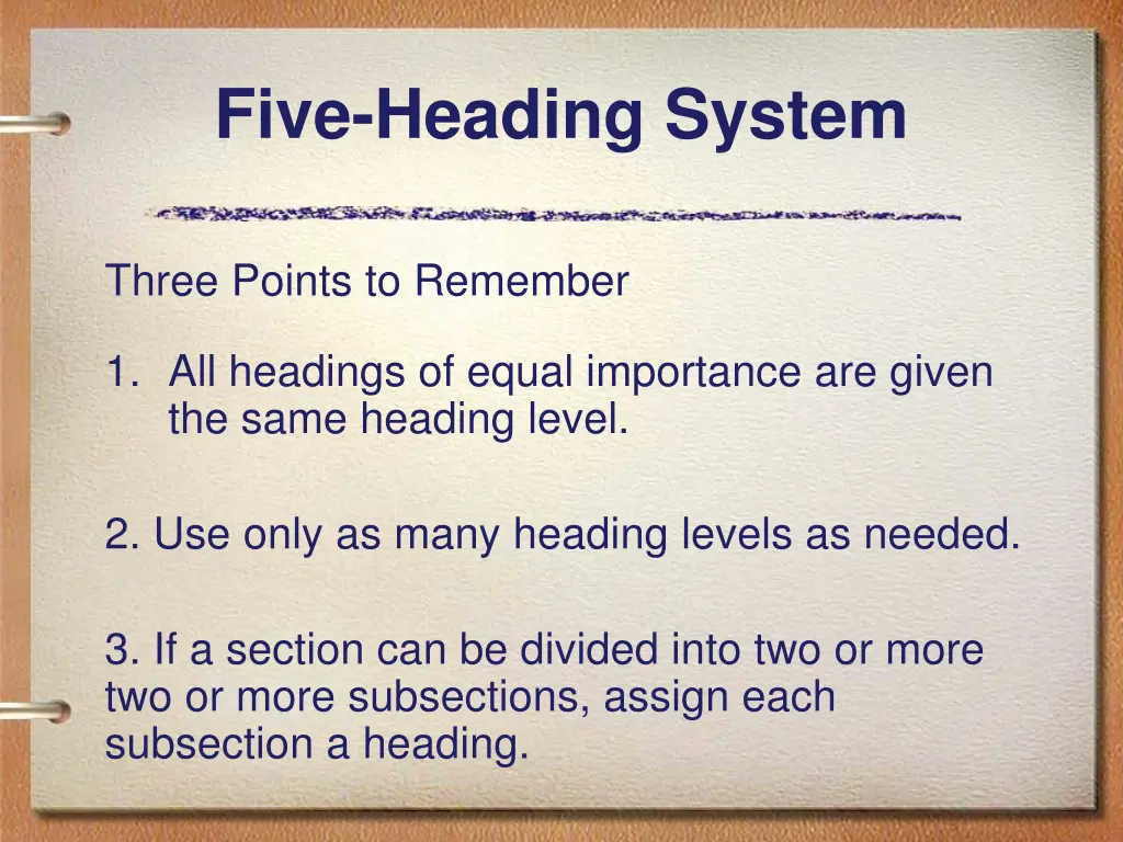 five heading system