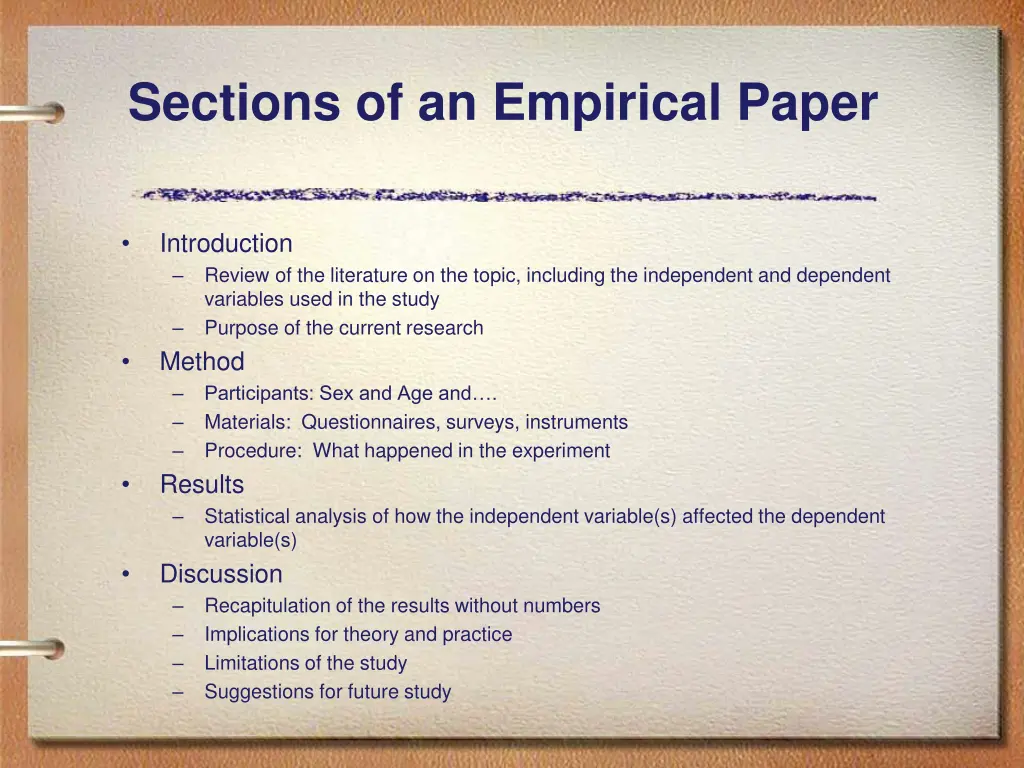 sections of an empirical paper