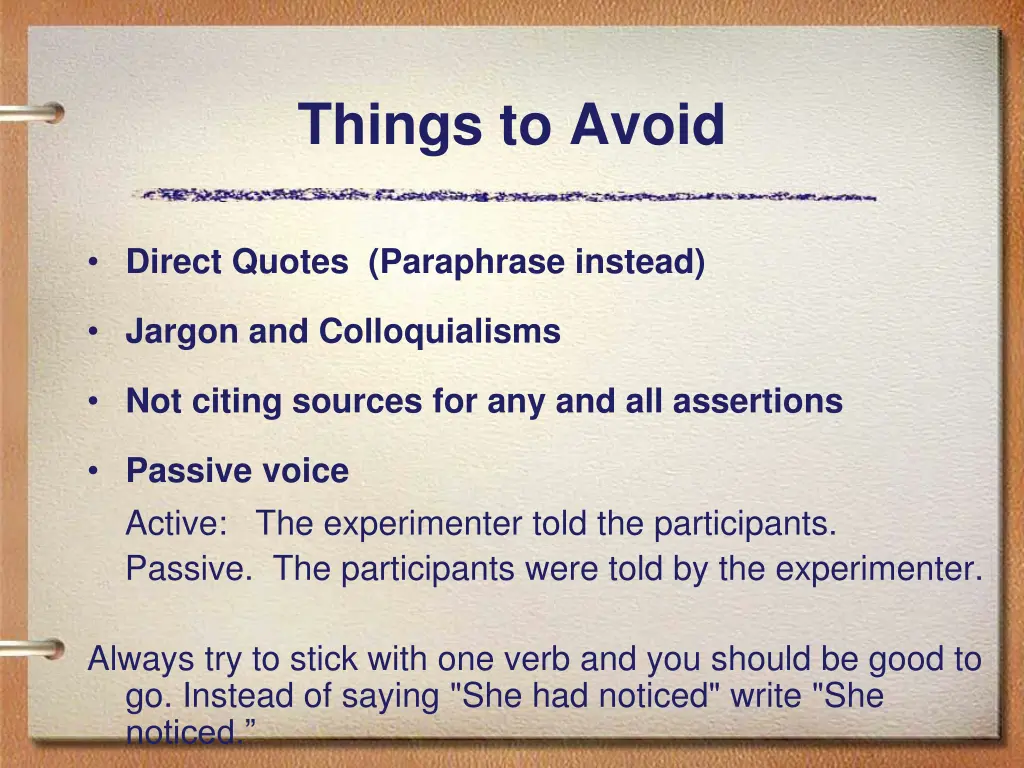 things to avoid