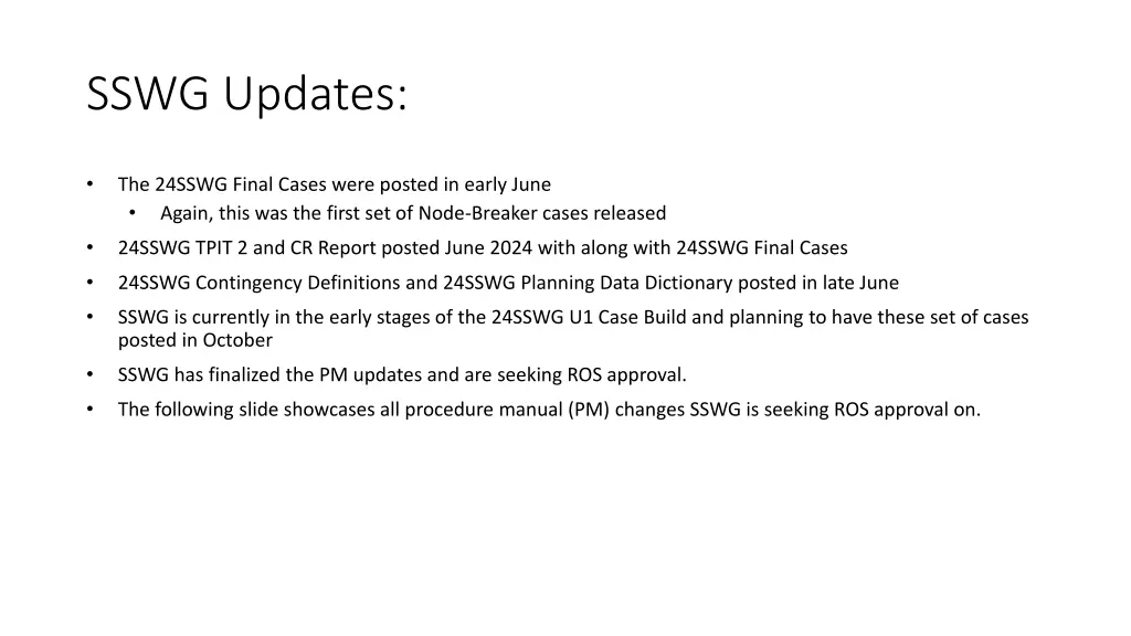 sswg updates