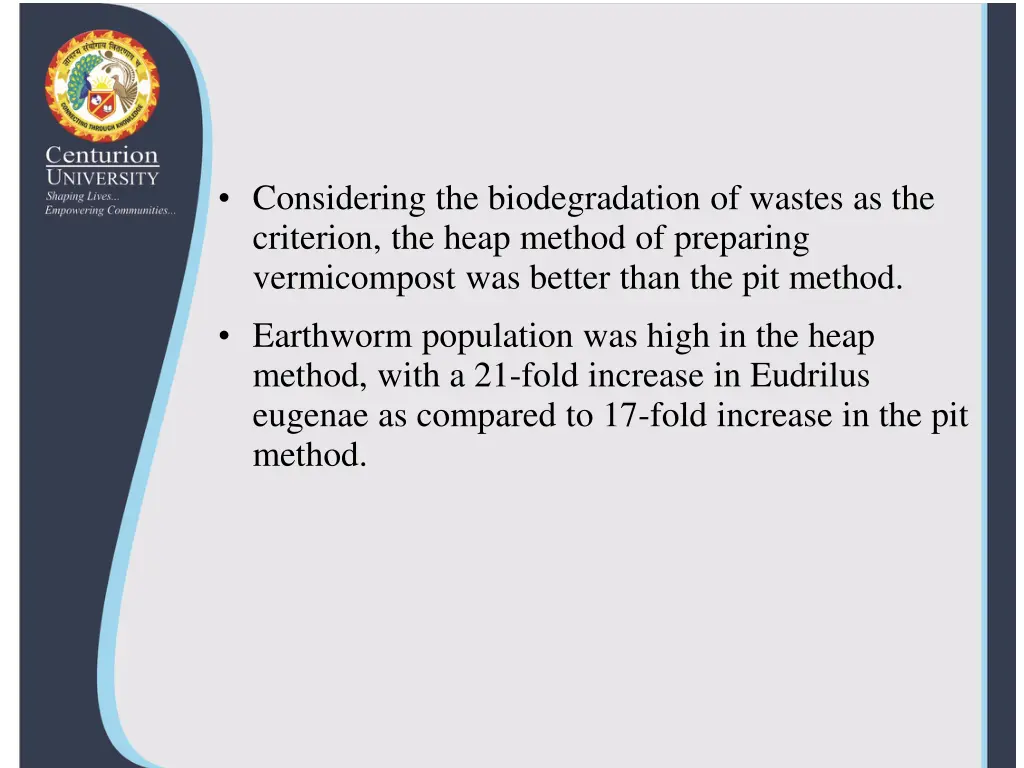 considering the biodegradation of wastes