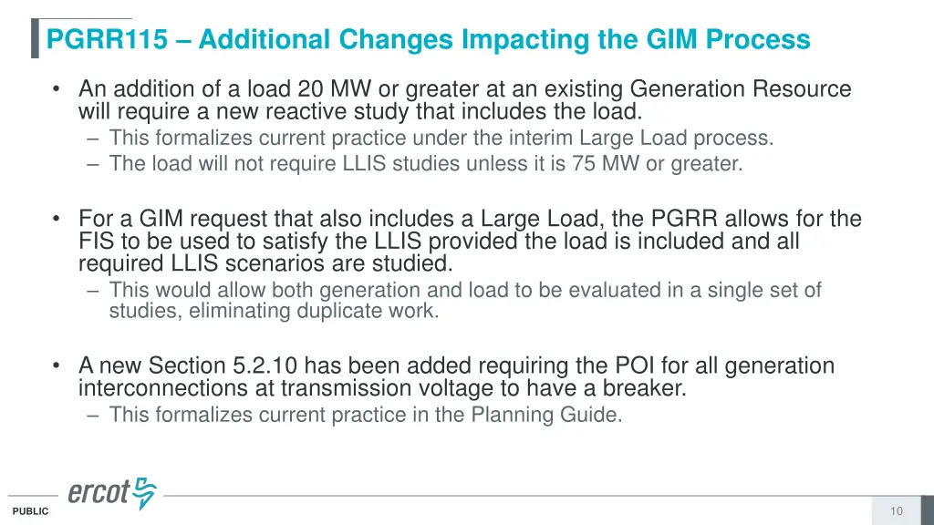 pgrr115 additional changes impacting