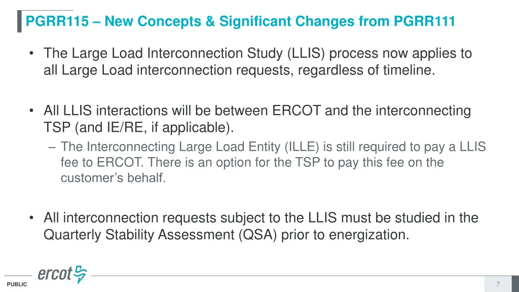 pgrr115 new concepts significant changes from