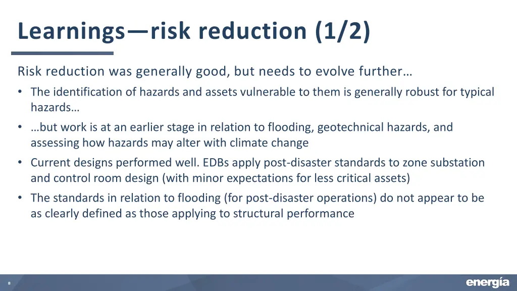 learnings risk reduction 1 2