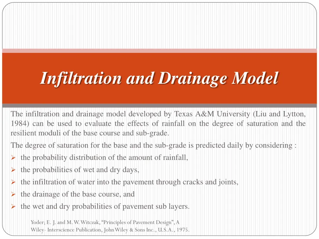 infiltration and drainage model