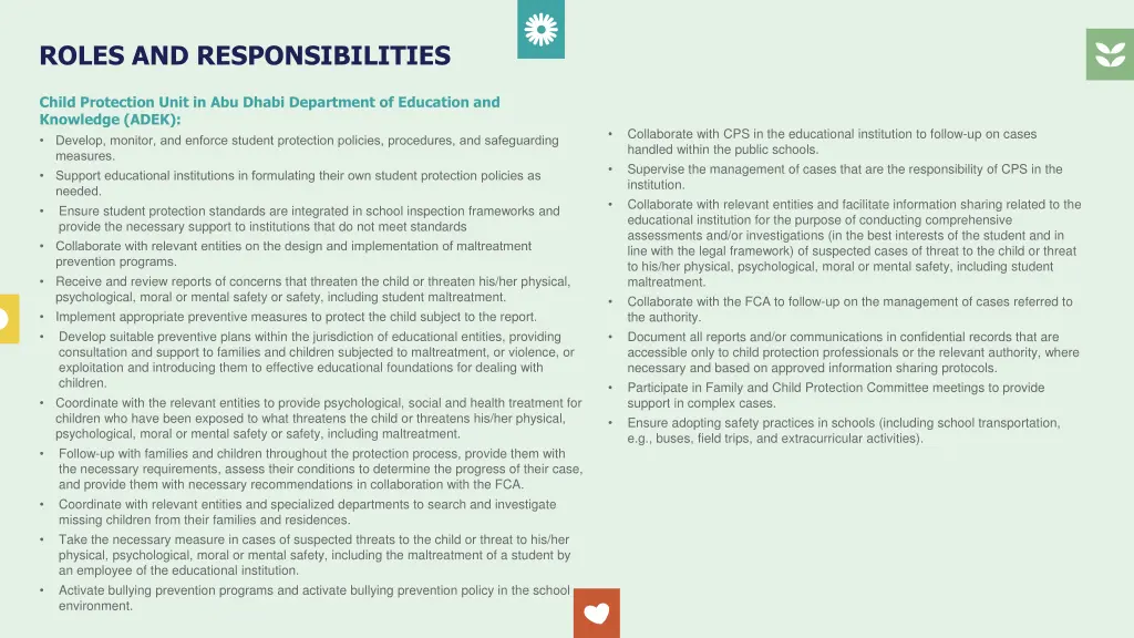 roles and responsibilities