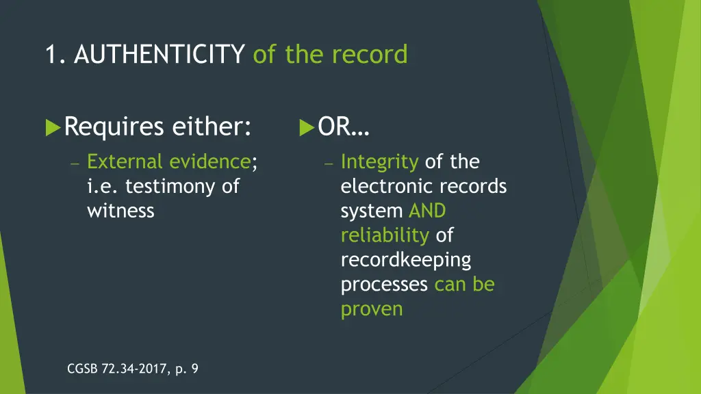 1 authenticity of the record