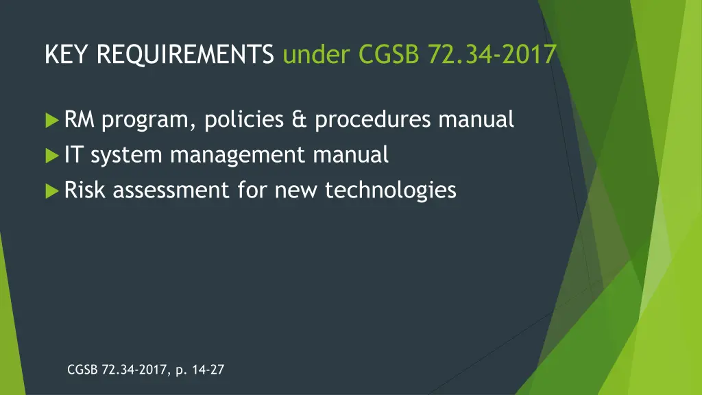 key requirements under cgsb 72 34 2017