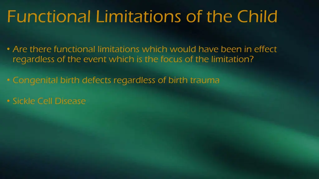 functional limitations of the child