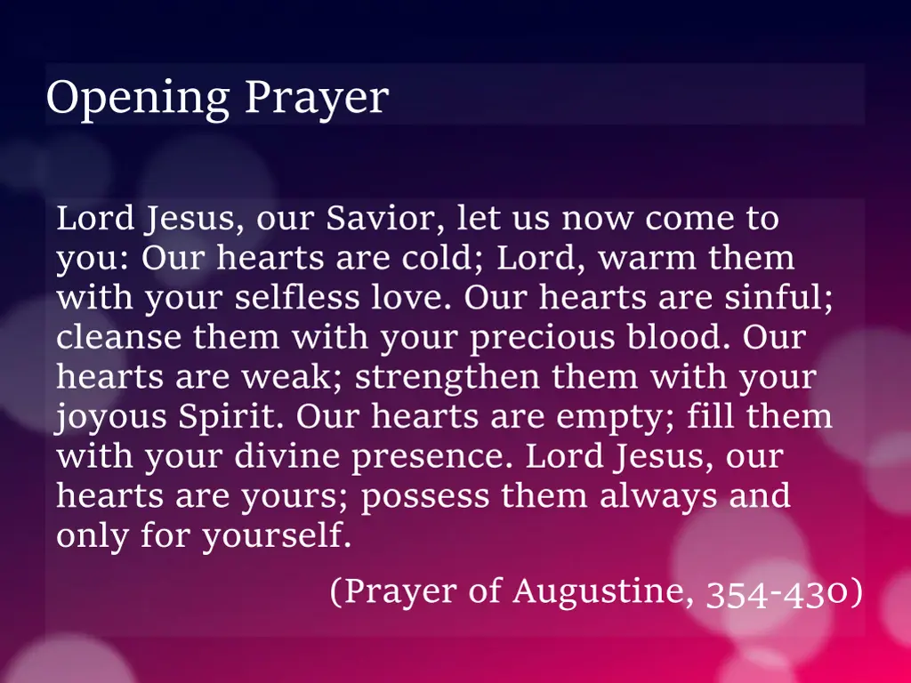 opening prayer