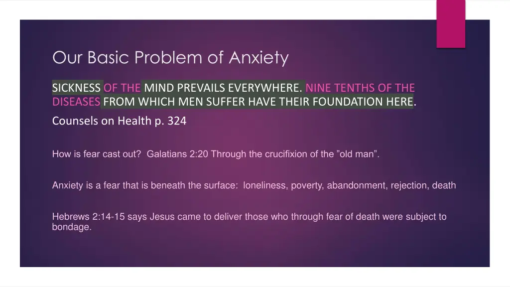 our basic problem of anxiety