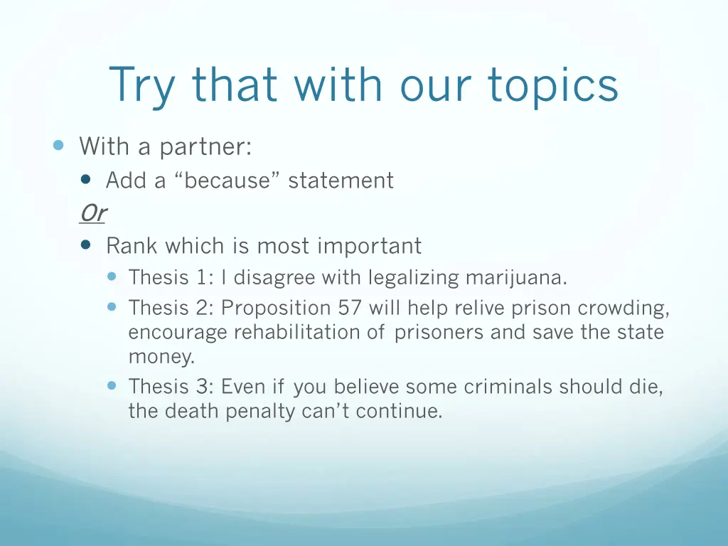 try that with our topics