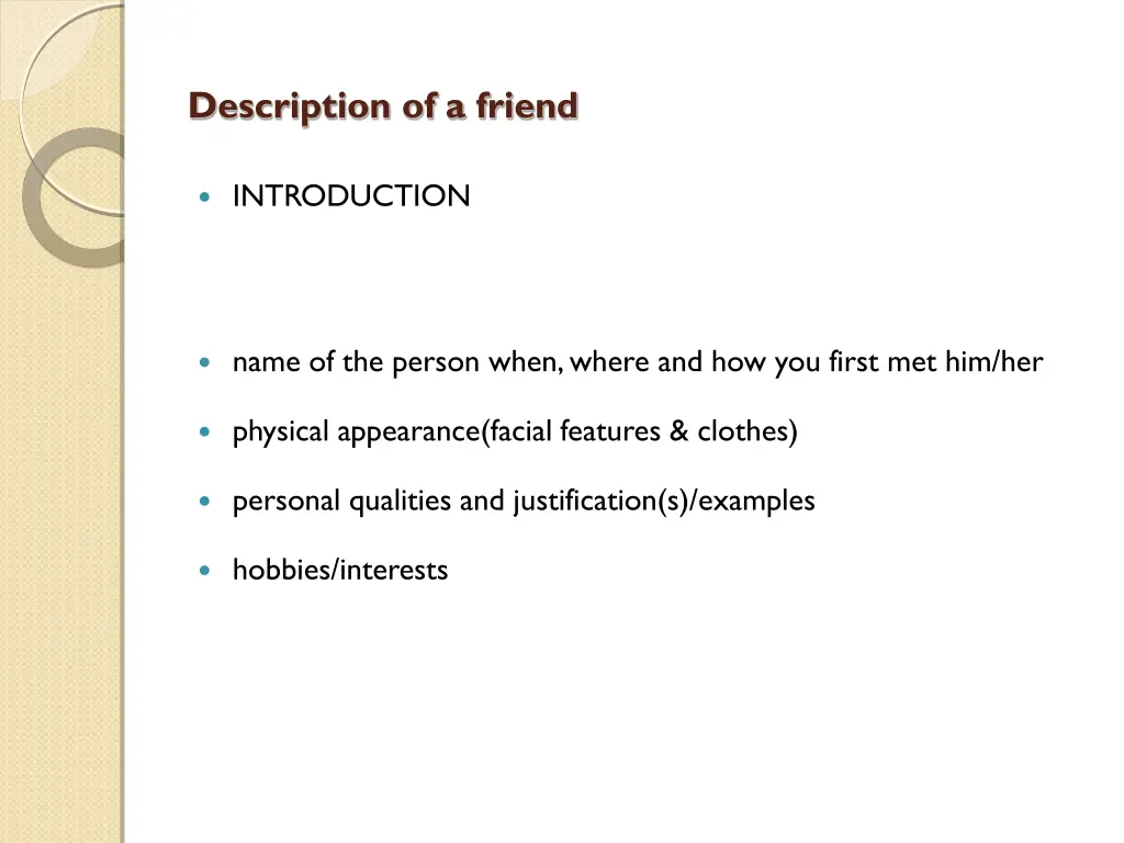 description of a friend