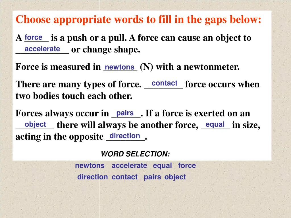 choose appropriate words to fill in the gaps below 1