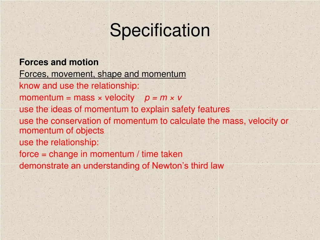 specification