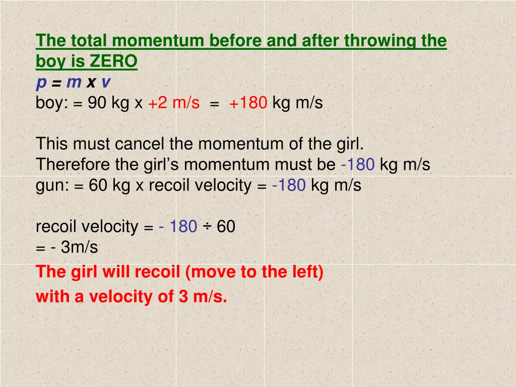 the total momentum before and after throwing