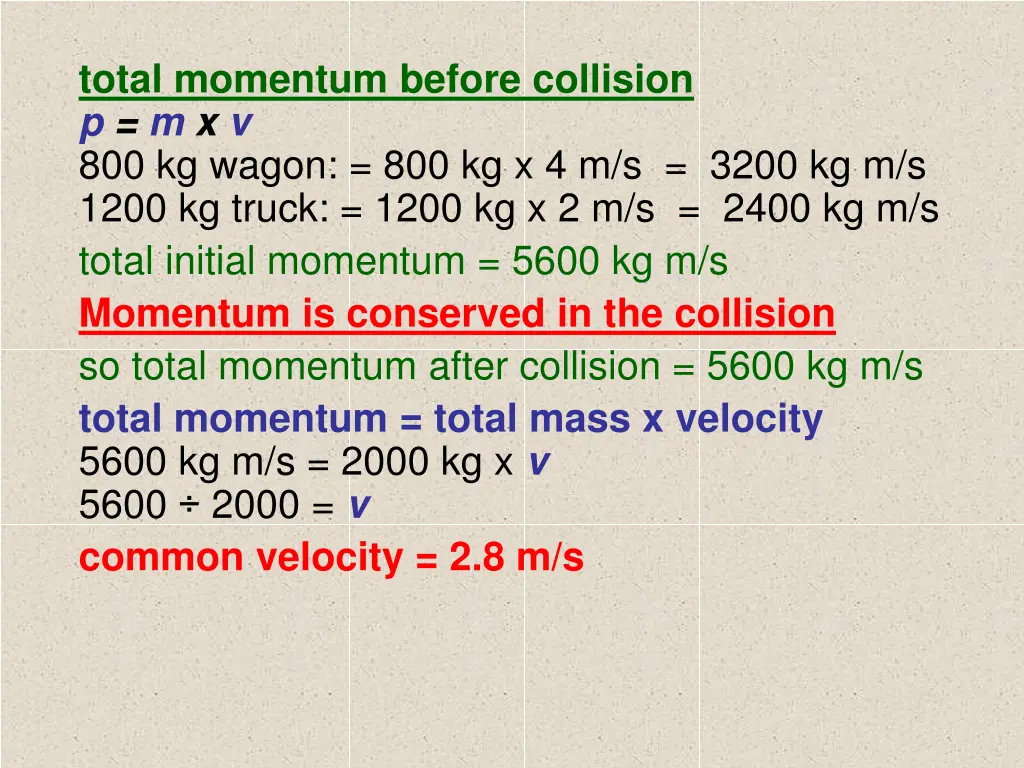 total momentum before collision 1