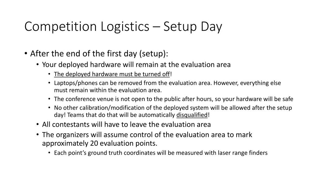 competition logistics setup day 1