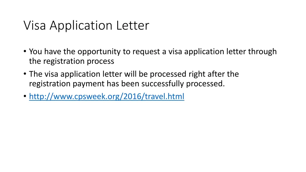 visa application letter