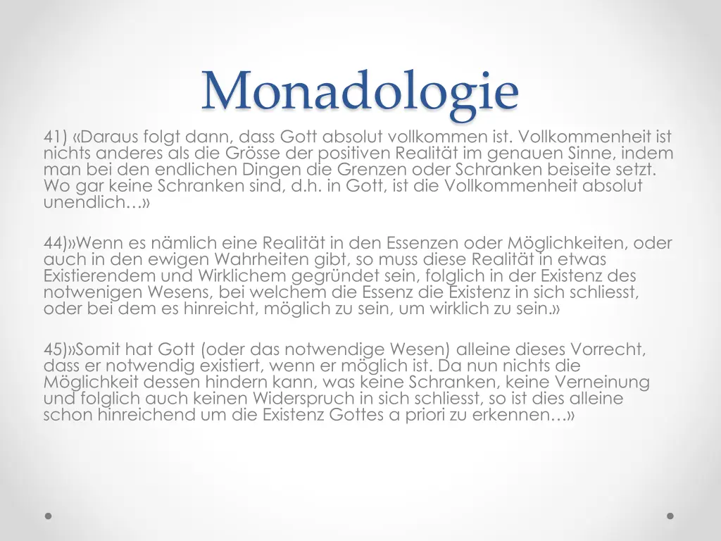 monadologie 41 daraus folgt dann dass gott