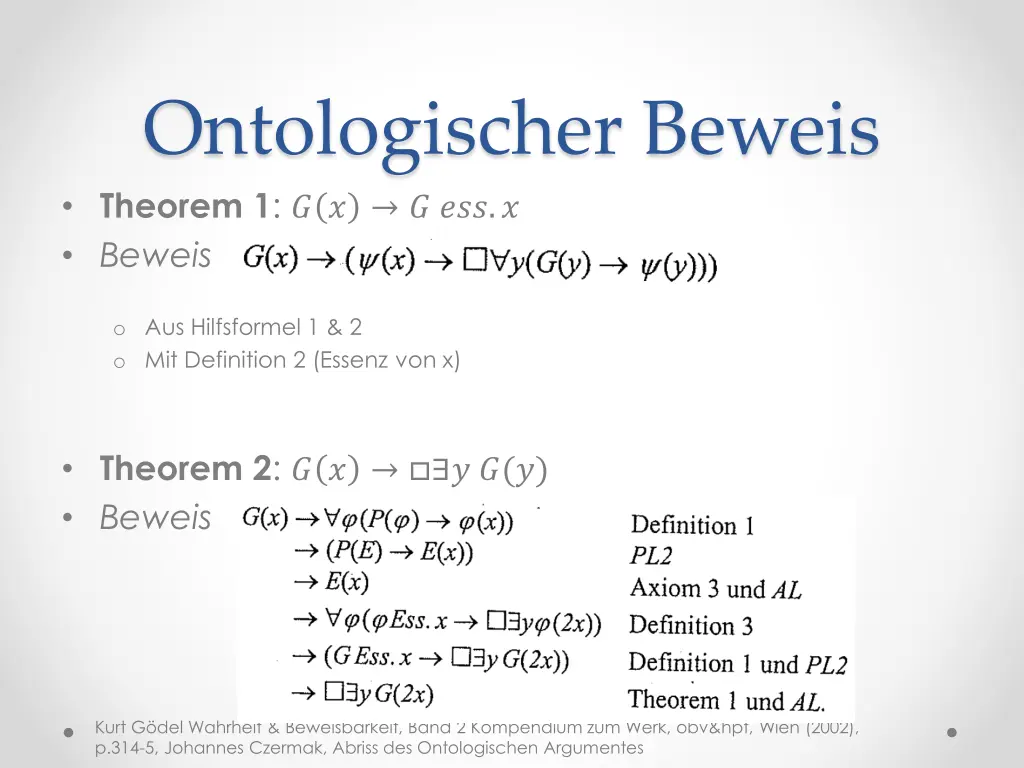 ontologischer beweis theorem 1 beweis
