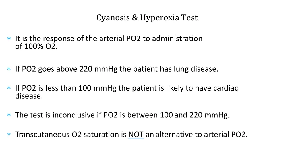 cyanosis hyperoxia test