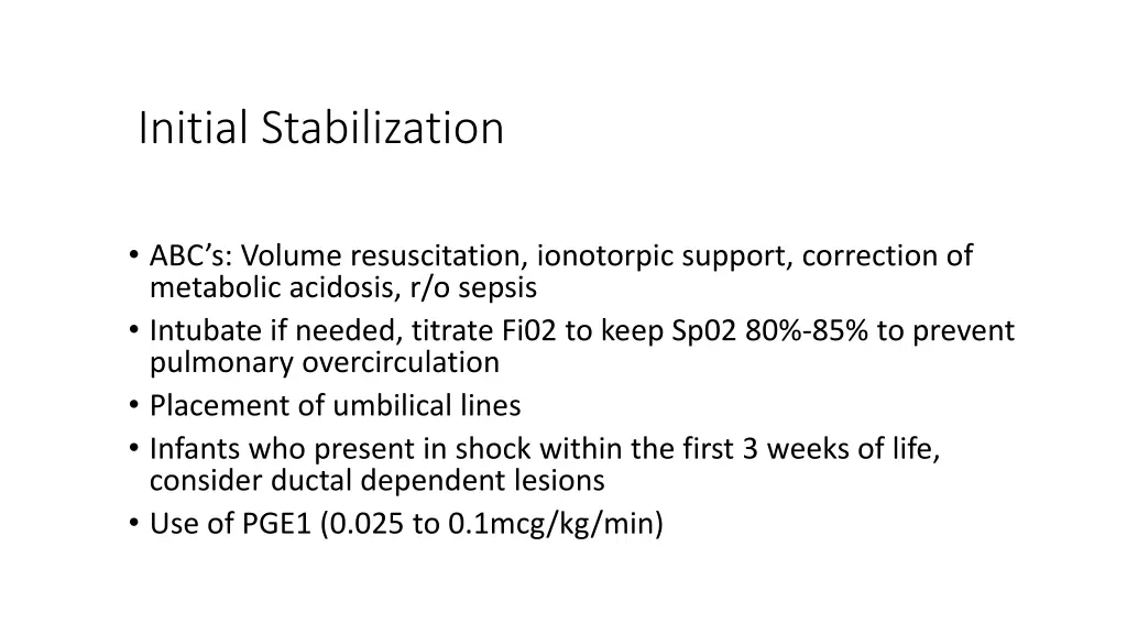 initial stabilization