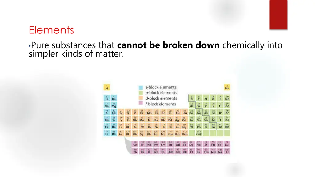 elements pure substances that cannot be broken