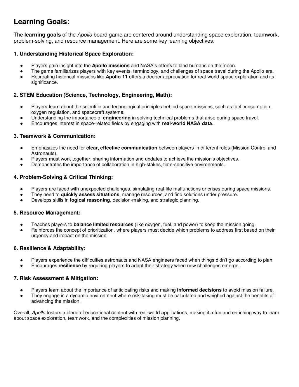 learning goals