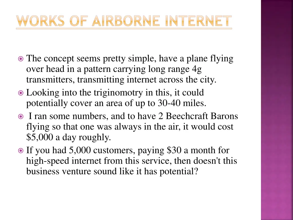 works of airborne internet