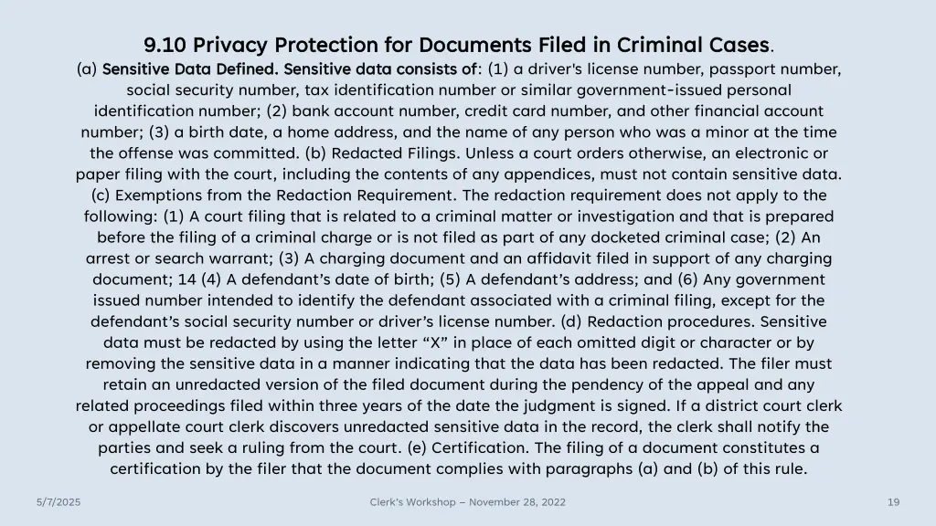9 10 privacy protection for documents filed