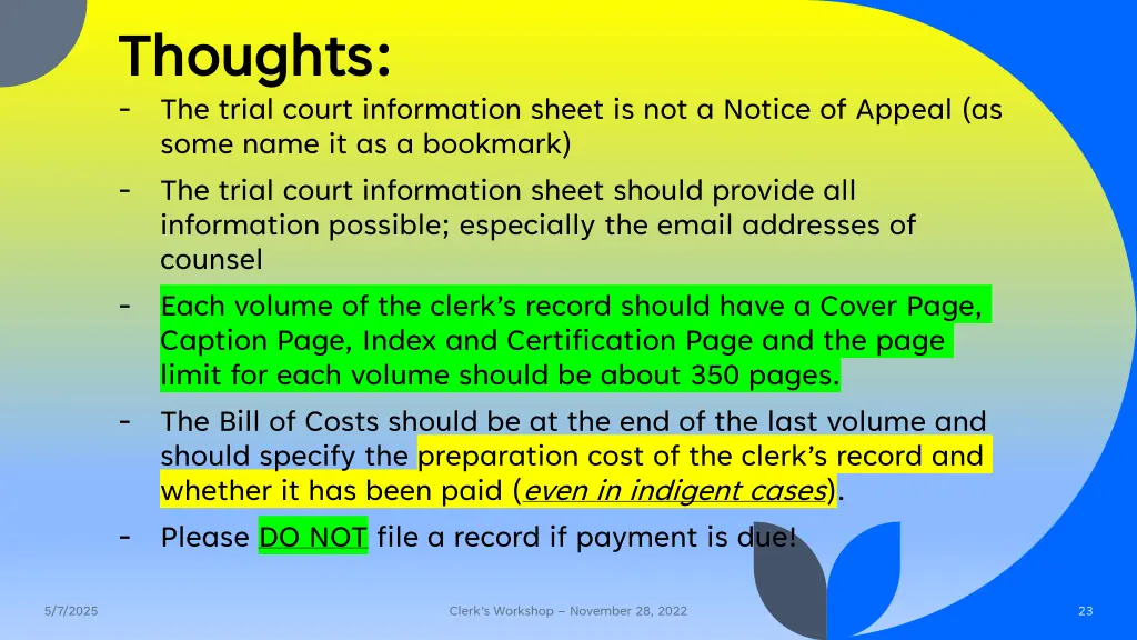 thoughts thoughts the trial court information