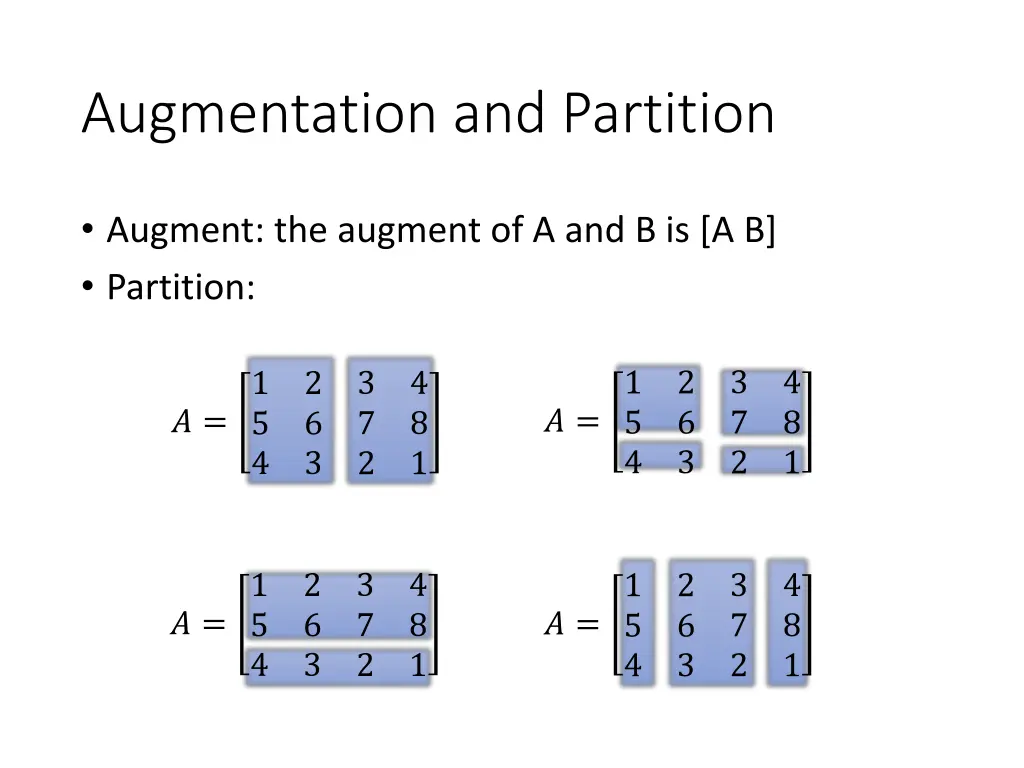 augmentation and partition